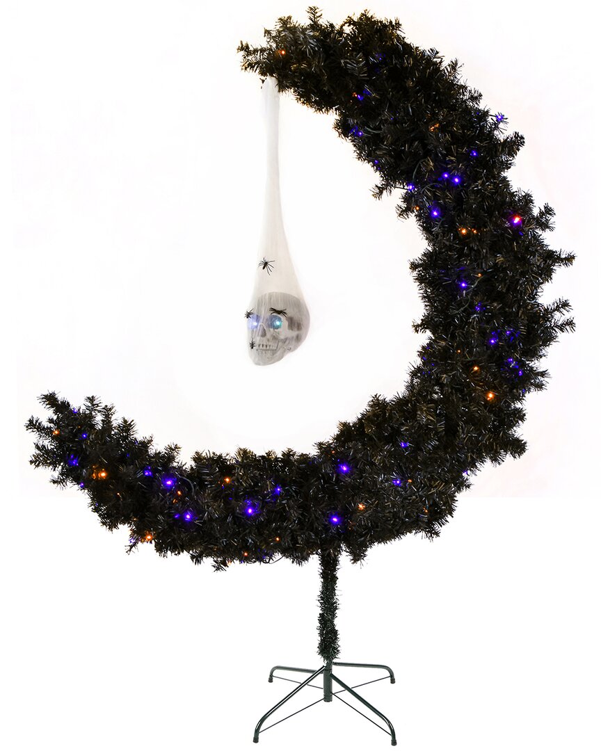 National Tree Company 6 Ft. Pre-lit Halloween Black Moon Shape Tree