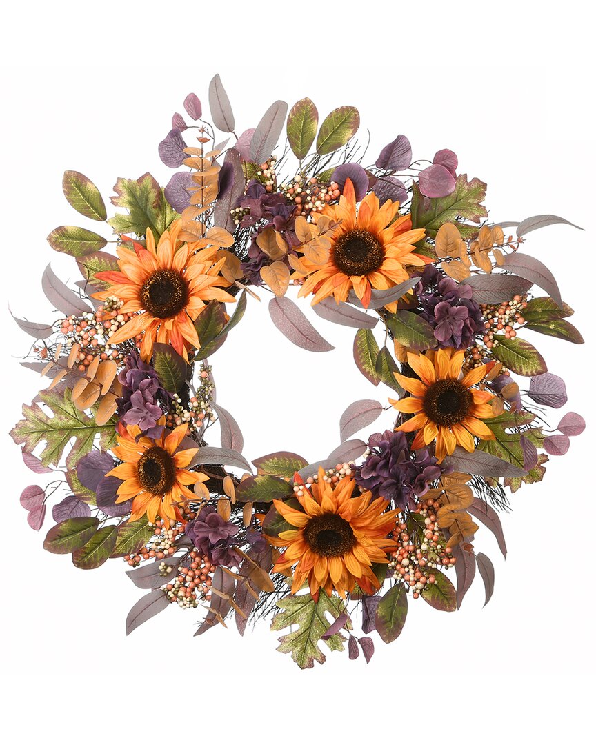 Shop National Tree Company 30 Harvest Sunflowers Wreath In Orange