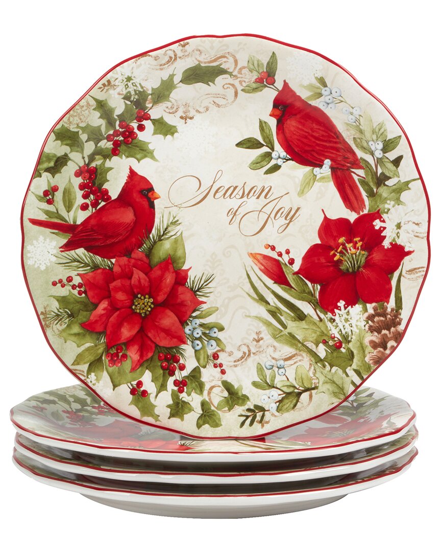 Certified International Winter's Medley 4 Piece Dinner Plate Set In Multi
