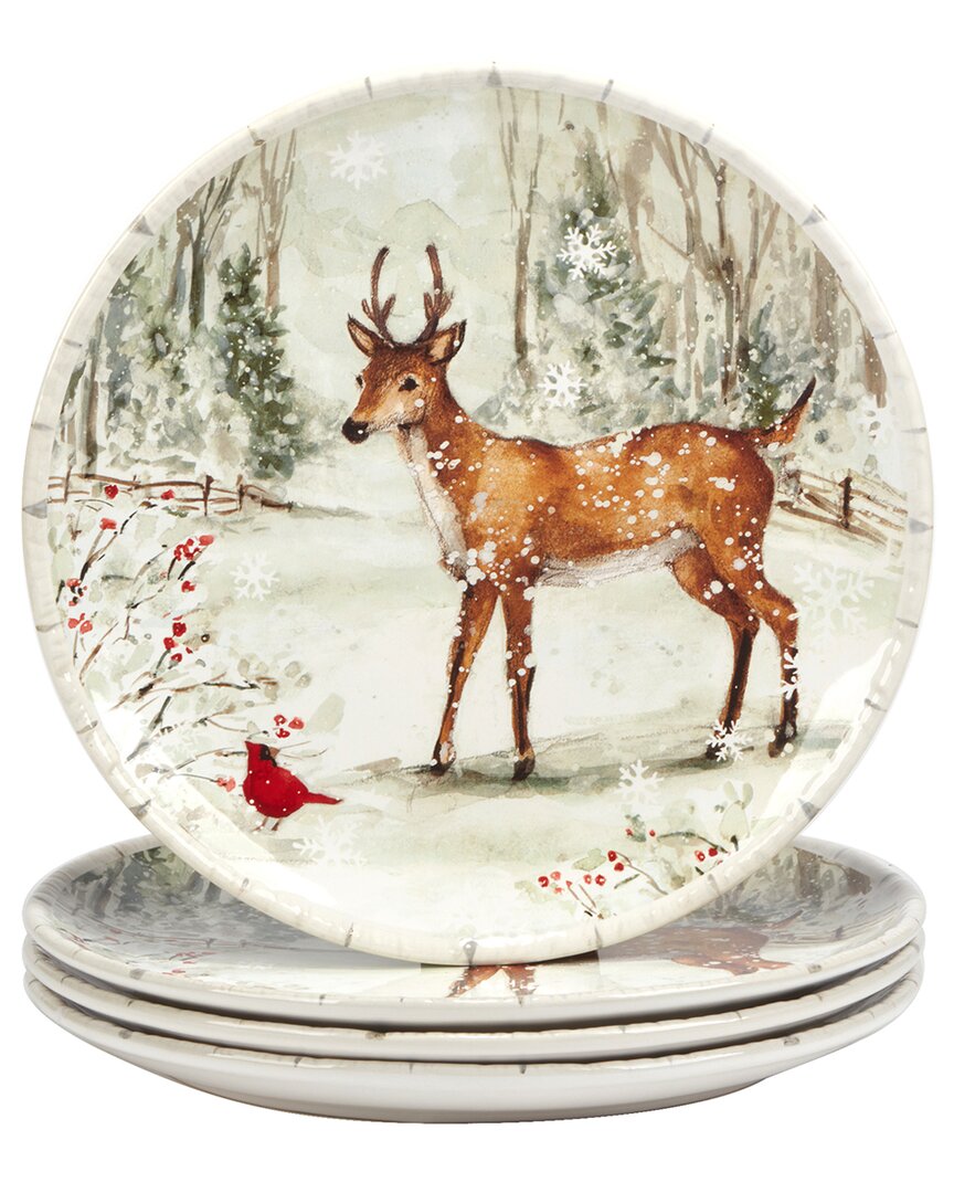 Certified International Winter's Walk 4 Piece Dinner Plate Set In Multi