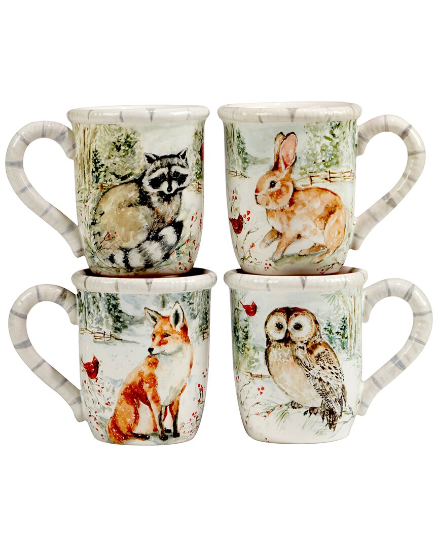 Certified International Winter's Walk 4 Piece Mug Set In Multi