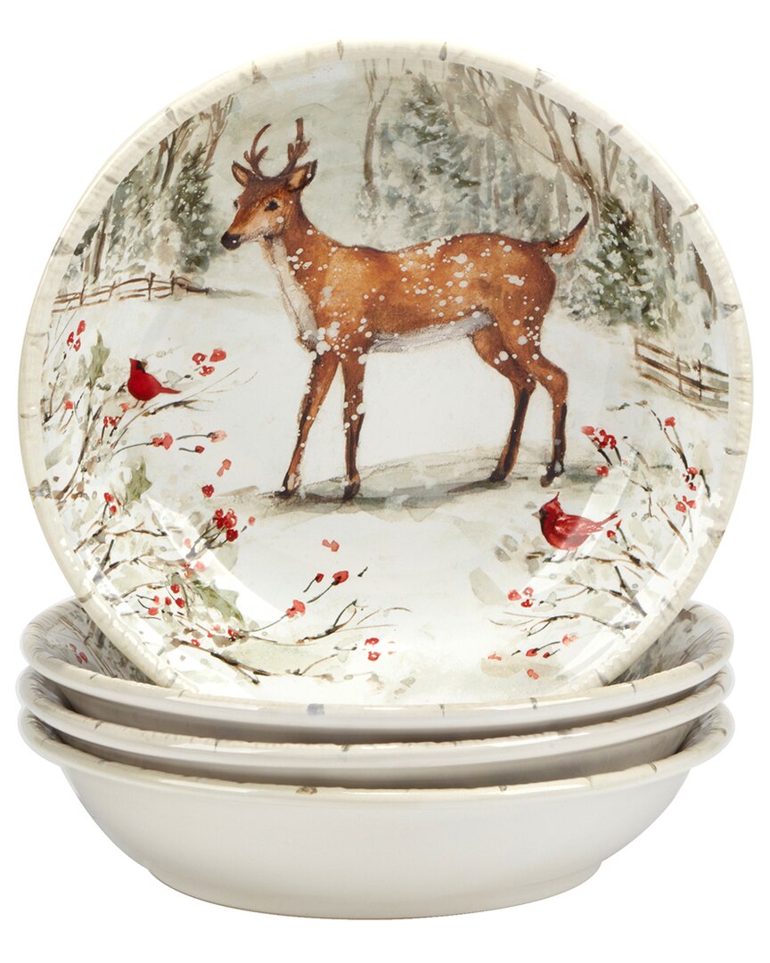 Certified International Winter's Walk 4 Piece Soup Bowl Set In Multi
