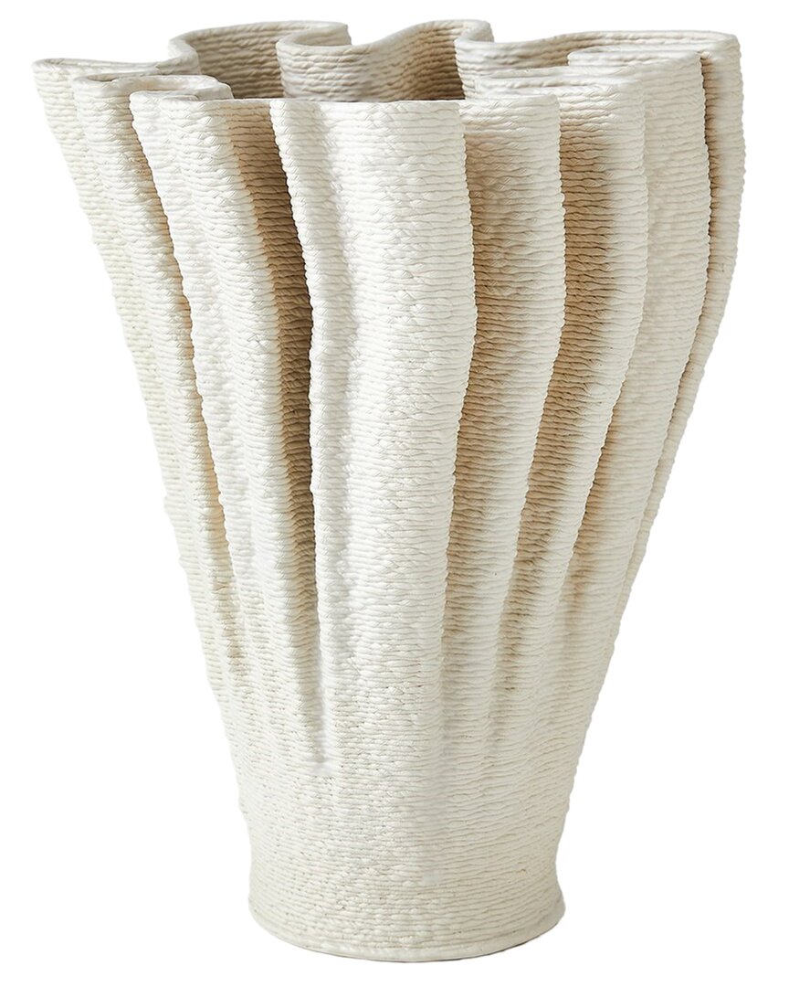Global Views Ripple Printed Vase In White