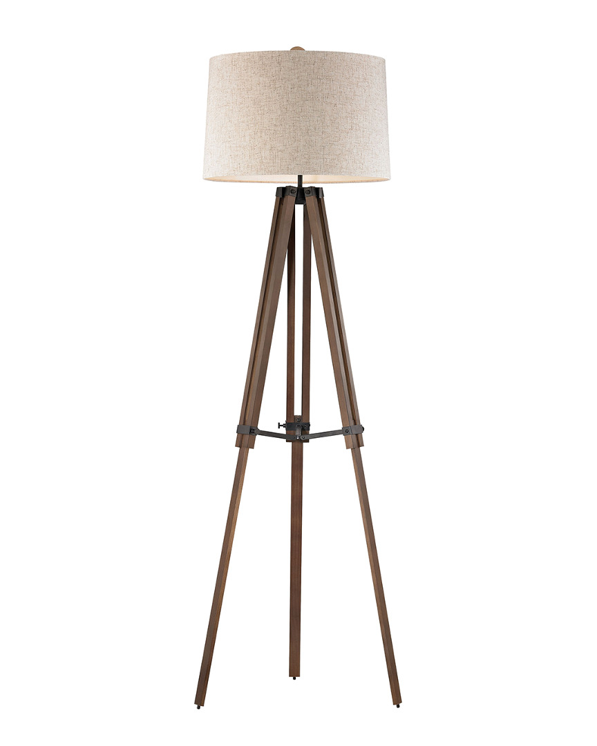 Artistic Home & Lighting Wooden Brace Tripod Floor Lamp In Metallic