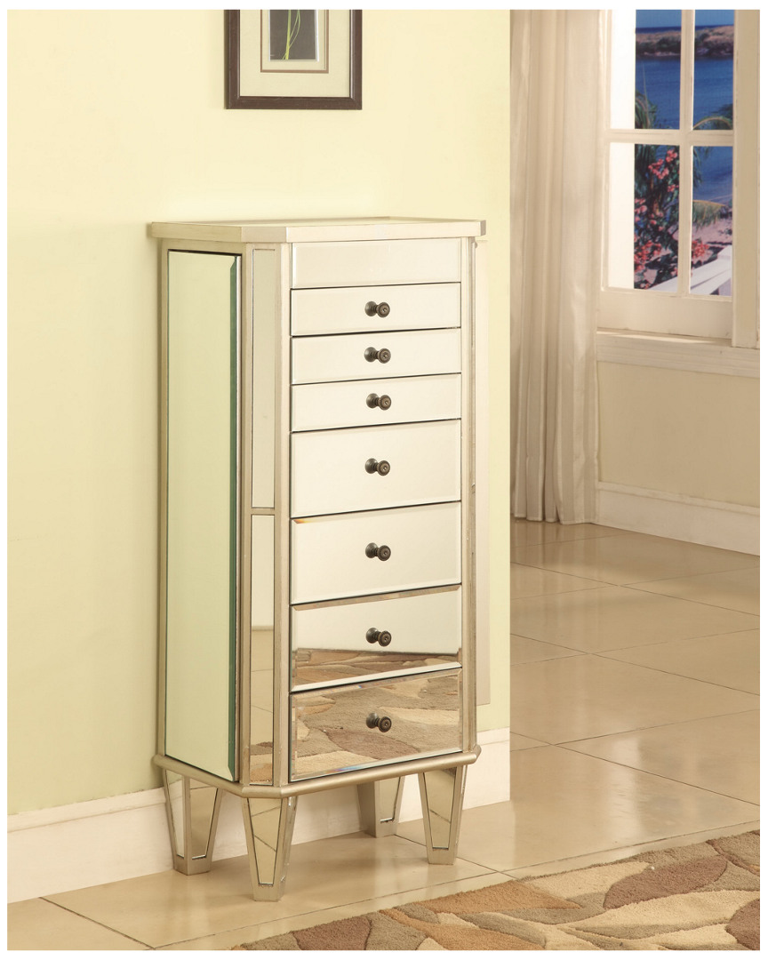 Powell Mirrored Jewelry Armoire In Silver