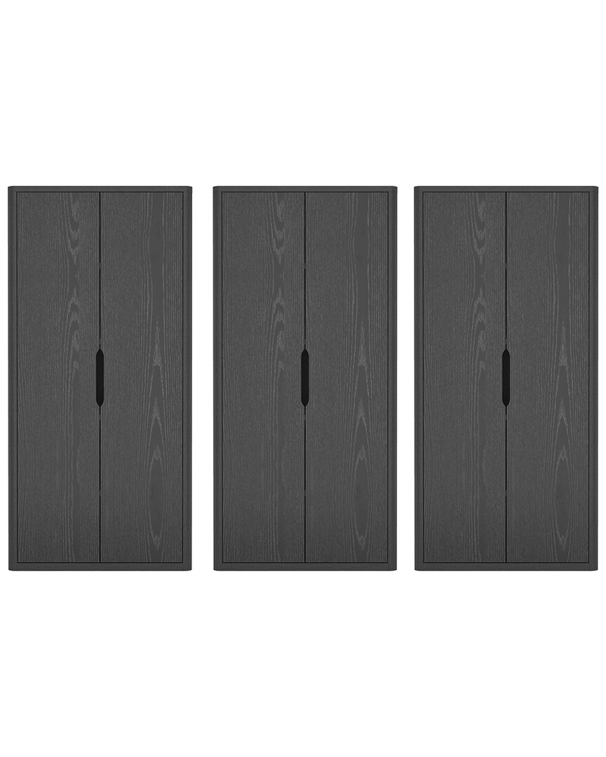 Manhattan Comfort Set Of 3 Rivington Modern Bookcase Cabinets (5-shelf) In Black