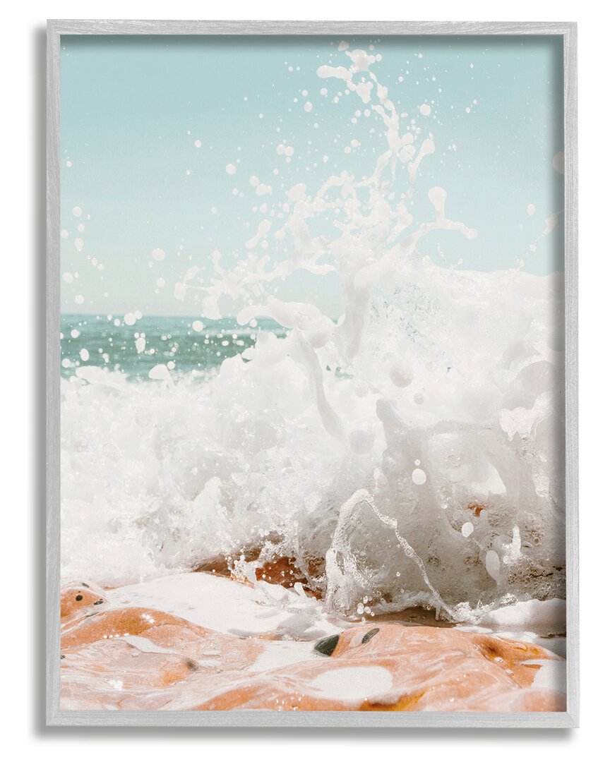 Shop Stupell Splashing Sandy Beach Sea Foam Framed Giclee Wall Art By Krista Broadway