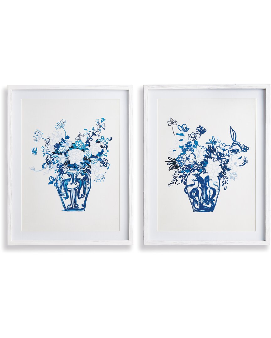 Napa Home & Garden Matched Pair Floral Prints, Set Of 2 In Blue