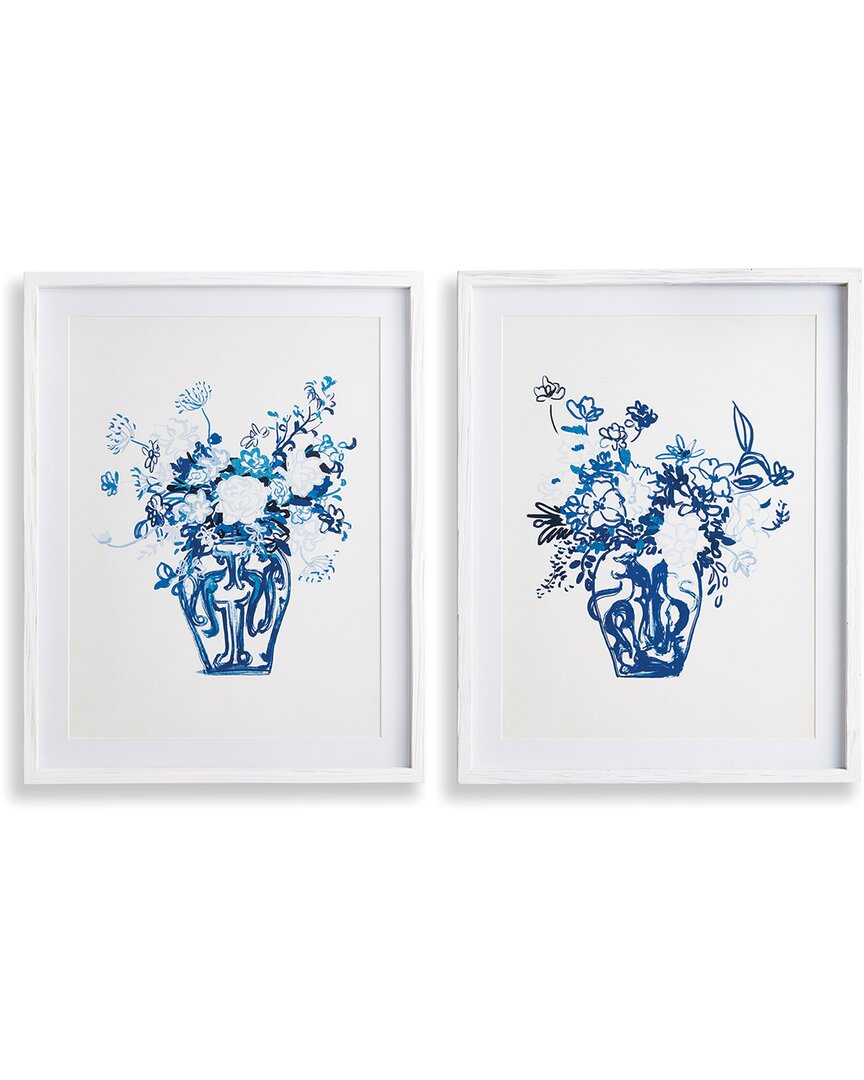 Napa Home & Garden Matched Pair Floral Prints In Blue