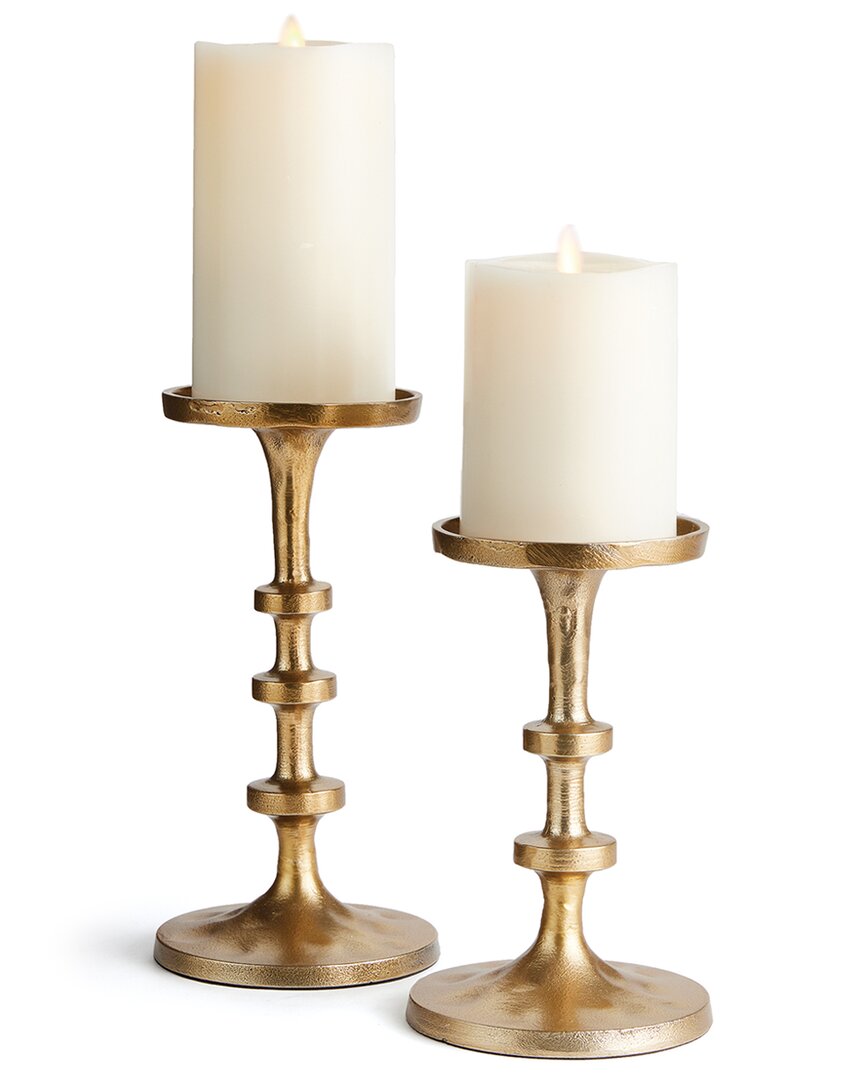 Napa Home & Garden Abacus Petite Candle Stands, Set Of 2 In Brass