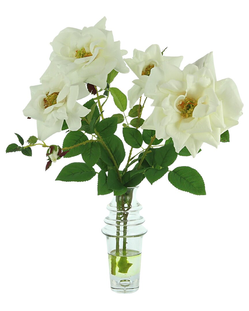 Creative Displays Rose Floral Arrangement In A Tall Glass Vase In White