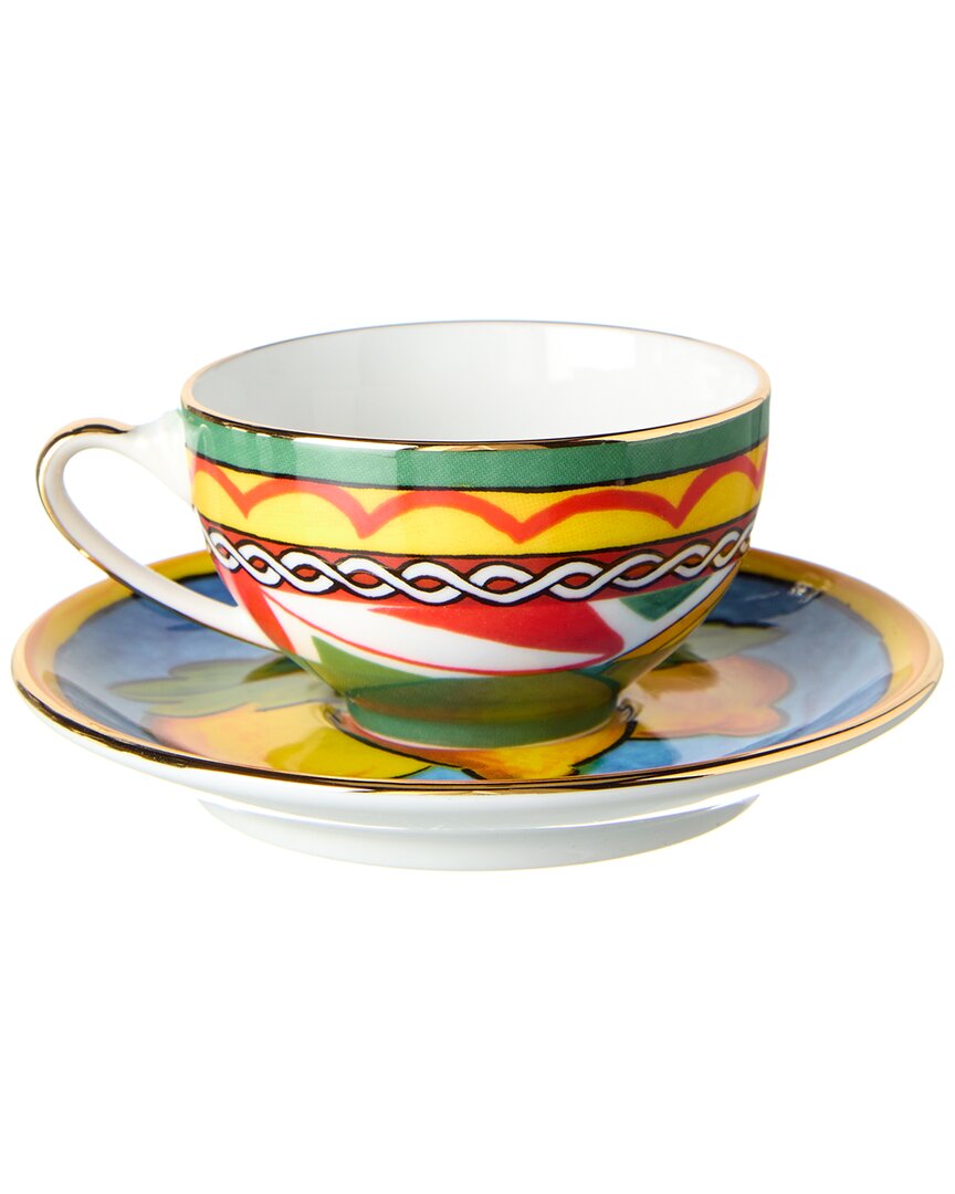 Dolce & Gabbana Coffee Cup & Saucer Set In Brown