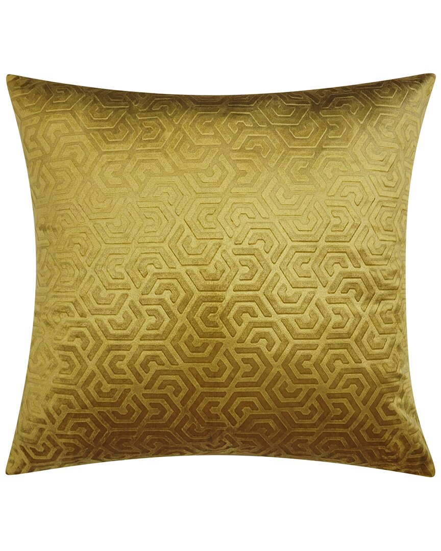 Shop Edie Home Edie@home Embossed Velvet Hexagon Maze Decorative Pillow In Gold