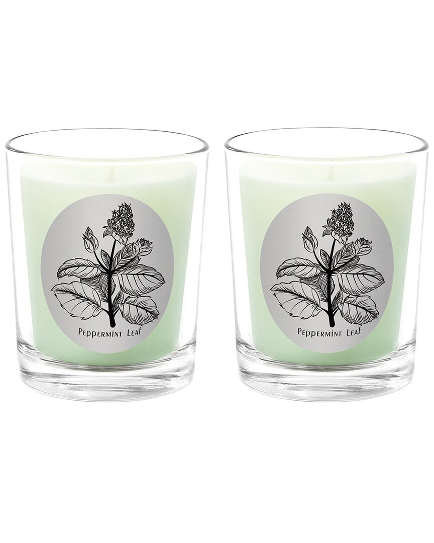 Qualitas Peppermint Leaf Two Scented Beeswax Candle Set In White