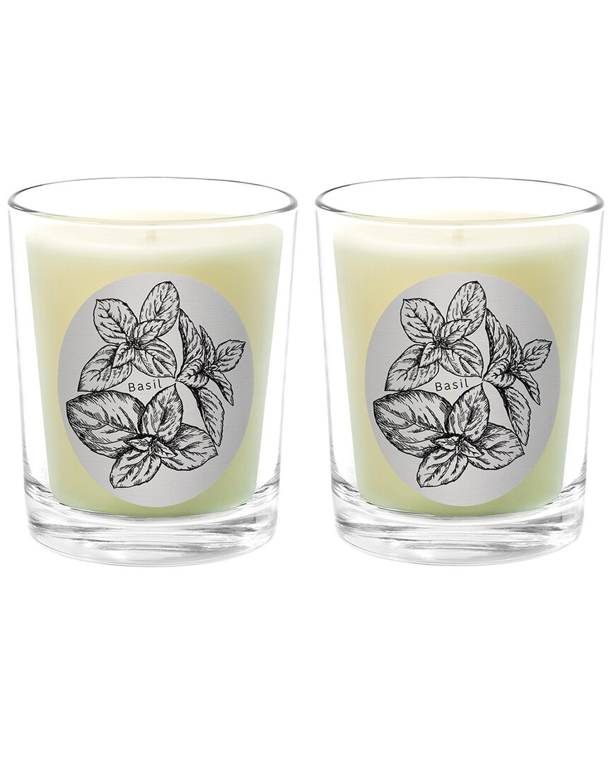 Qualitas Basil Two Scented Beeswax Candle Set In White
