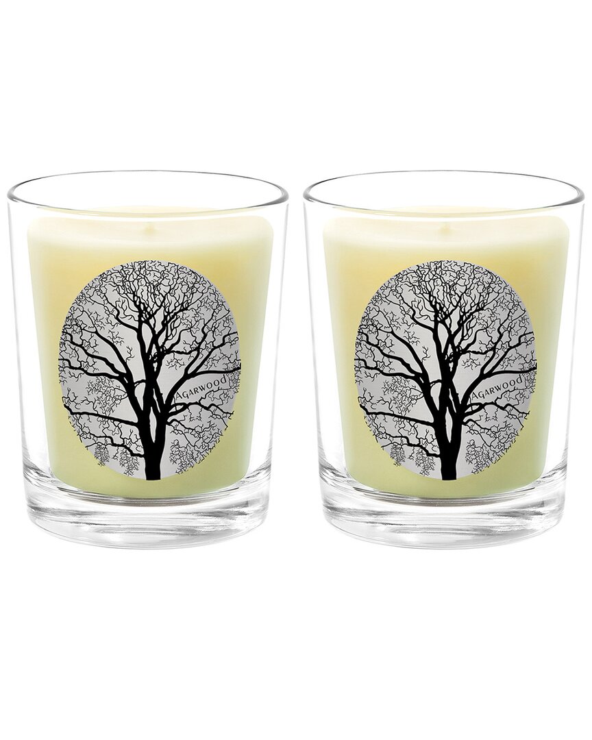 Qualitas Agarwood Two Scented Beeswax Candle Set In White