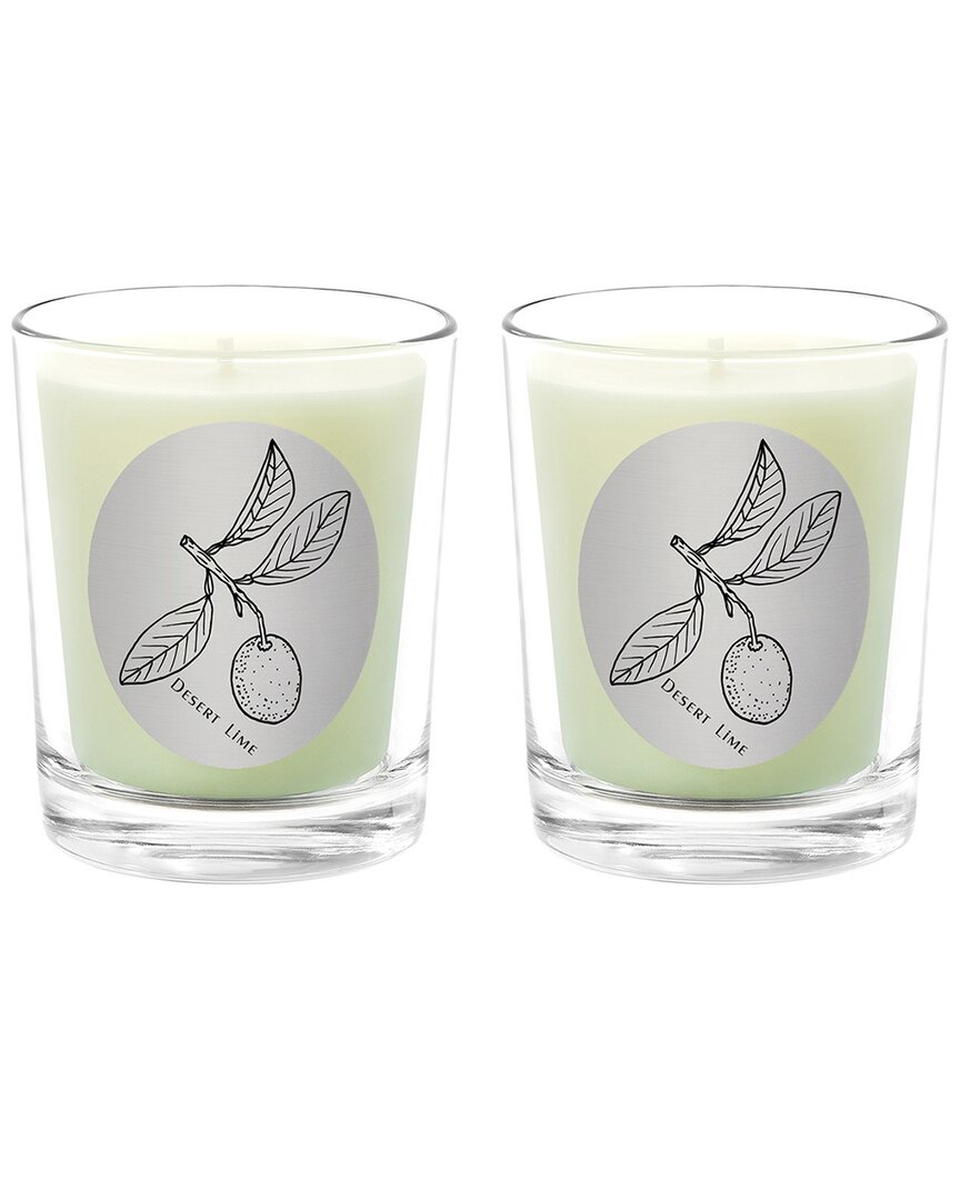Qualitas Desert Lime Two Scented Beeswax Candle Set In White