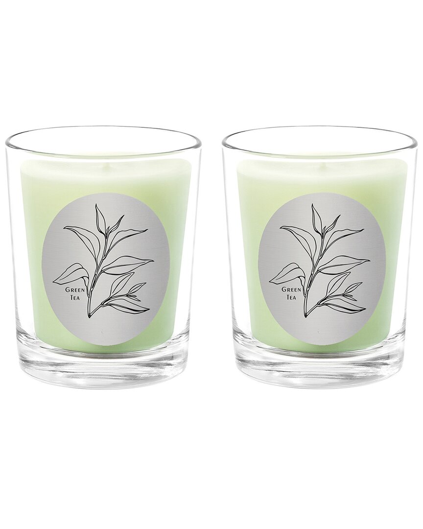 Qualitas Green Tea Two Scented Beeswax Candle Set In White