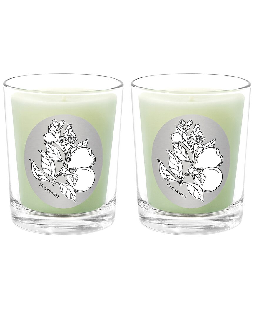 Qualitas Bergamot Two Scented Beeswax Candle Set In White