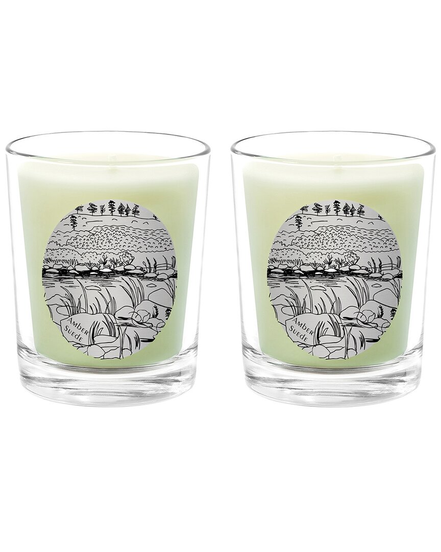 Qualitas Amber Suede Two Scented Beeswax Candle Set In White