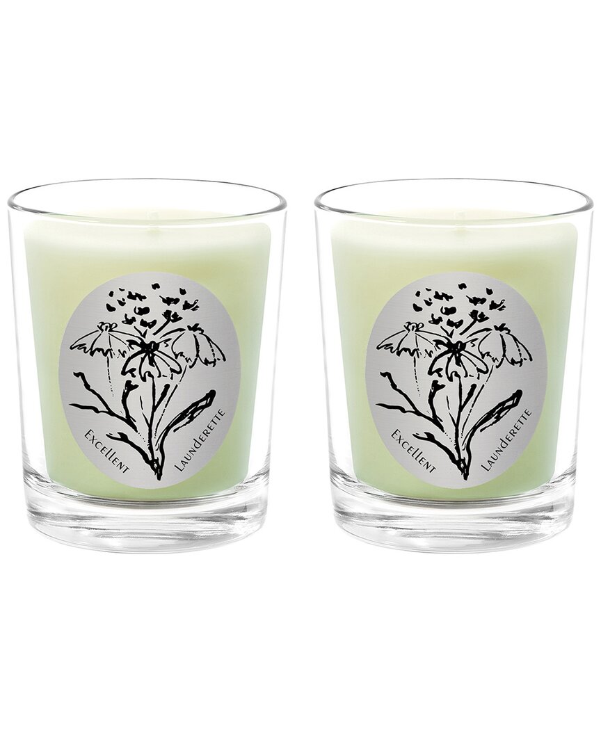 Qualitas Excellent Launderette Two Scented Beeswax Candle Set In White