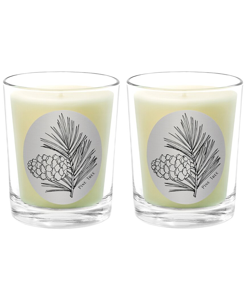 Qualitas Pine Tree Two Scented Beeswax Candle Set In White
