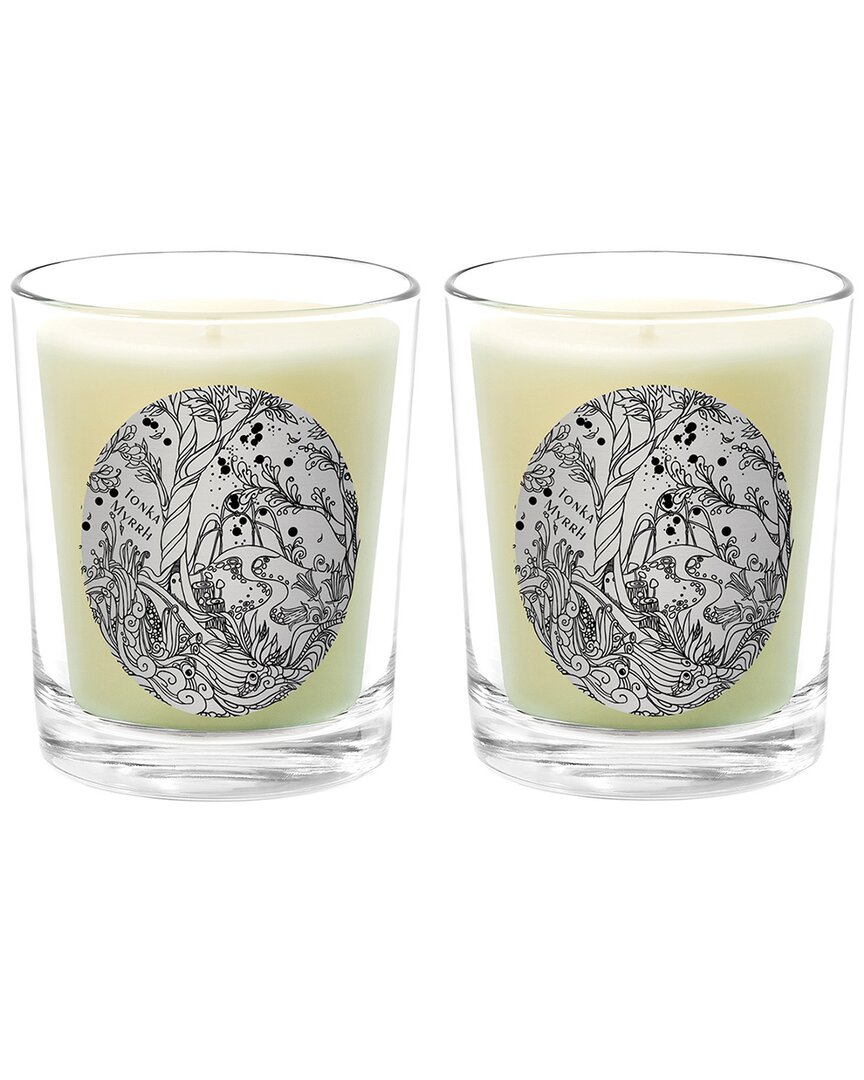 Qualitas Tonka Myrrh Two Scented Beeswax Candle Set In White