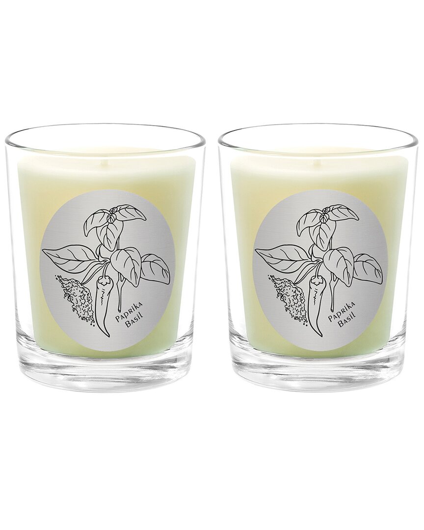 Qualitas Paprika Basil Two Scented Beeswax Candle Set In White