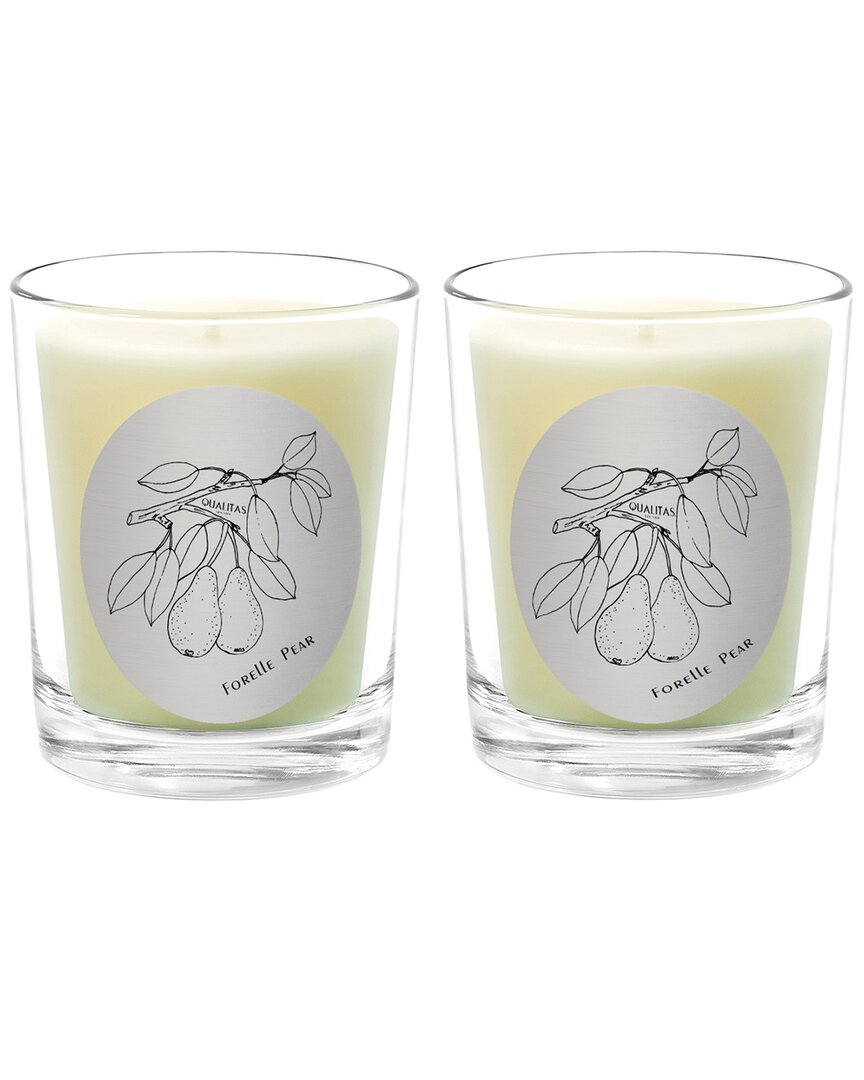 Qualitas Forelle Pear Two Scented Beeswax Candle Set In White