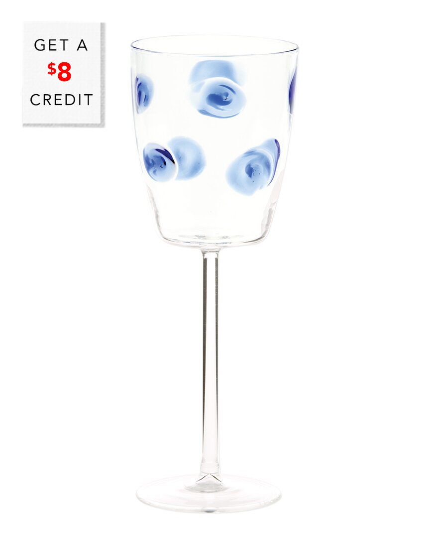 Shop Vietri Drop Blue Wine Glass With $8 Credit