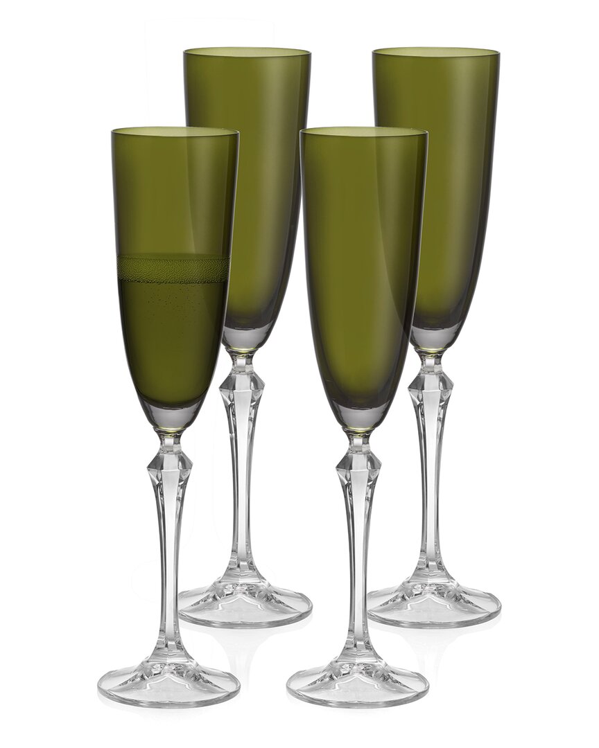 Barski Set Of 4 Vivid 7oz Champagne Flutes