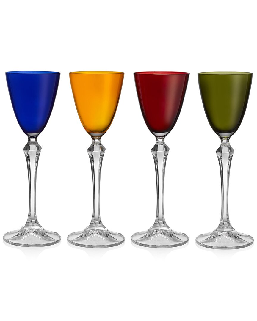 Barski Set Of 4 Vivid 3oz Liquor Glasses In Multi