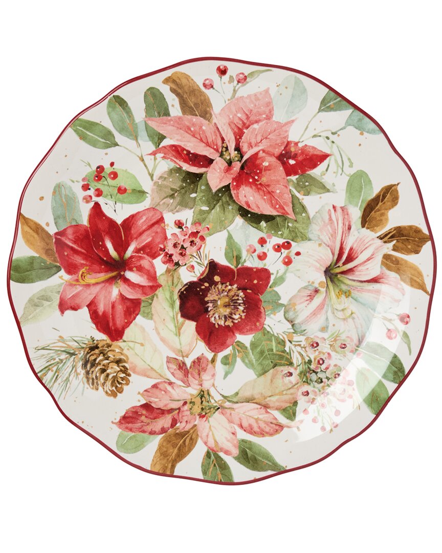 Certified International Winter Blooms Set Of 4 Dinner Plates In Multi