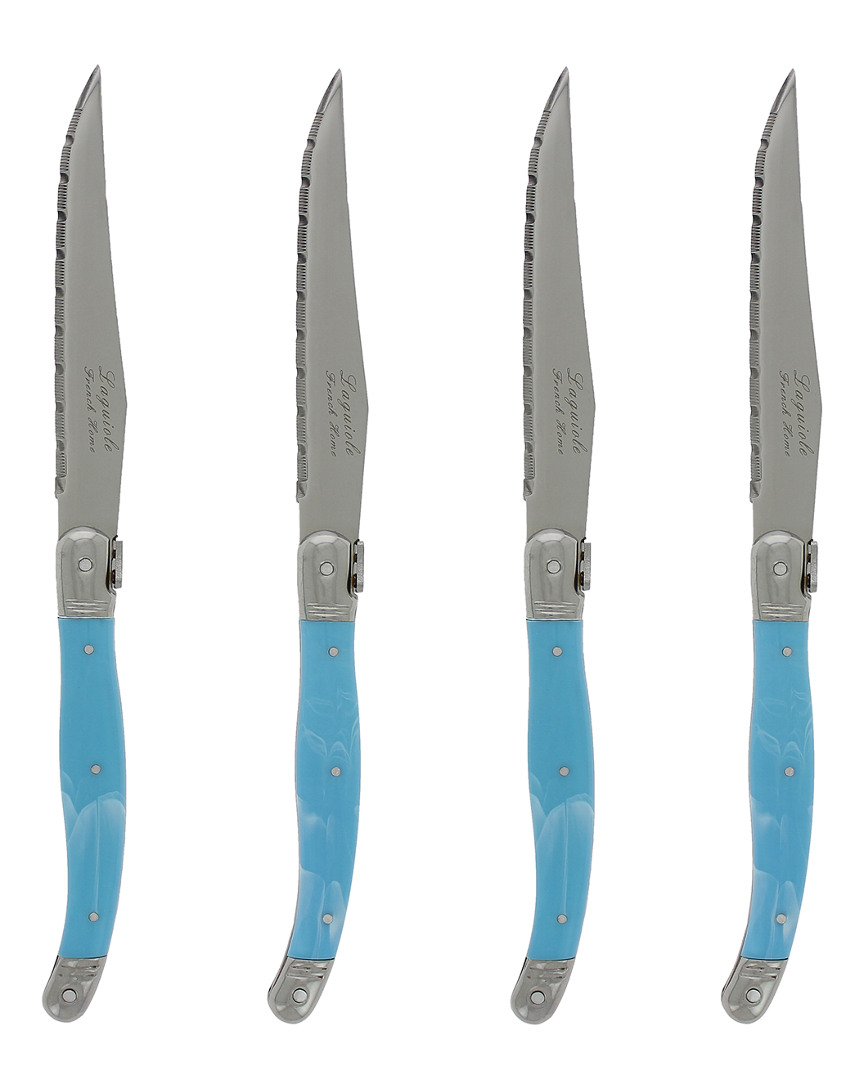 French Home Set Of 4 Laguiole Faux Turquoise Steak Knives