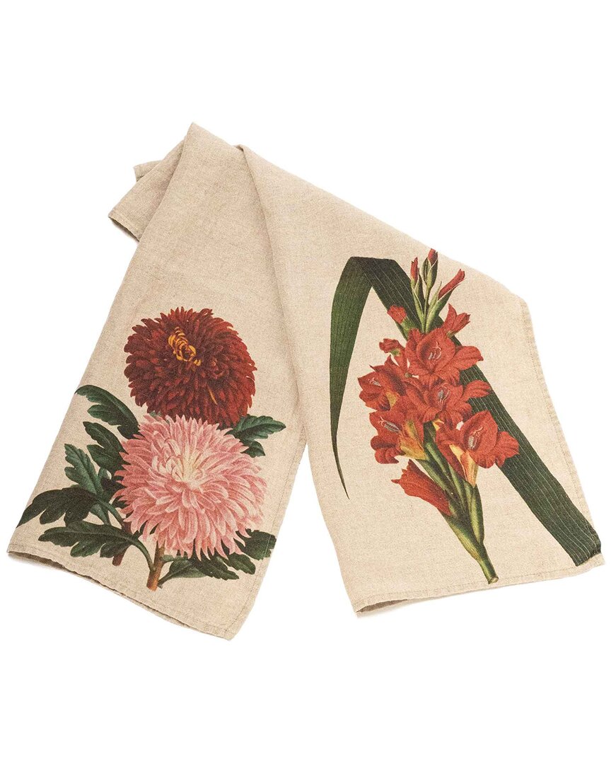 Linoroom Set Of 2 Gladiolus & Chrysanthemum Tea Towel