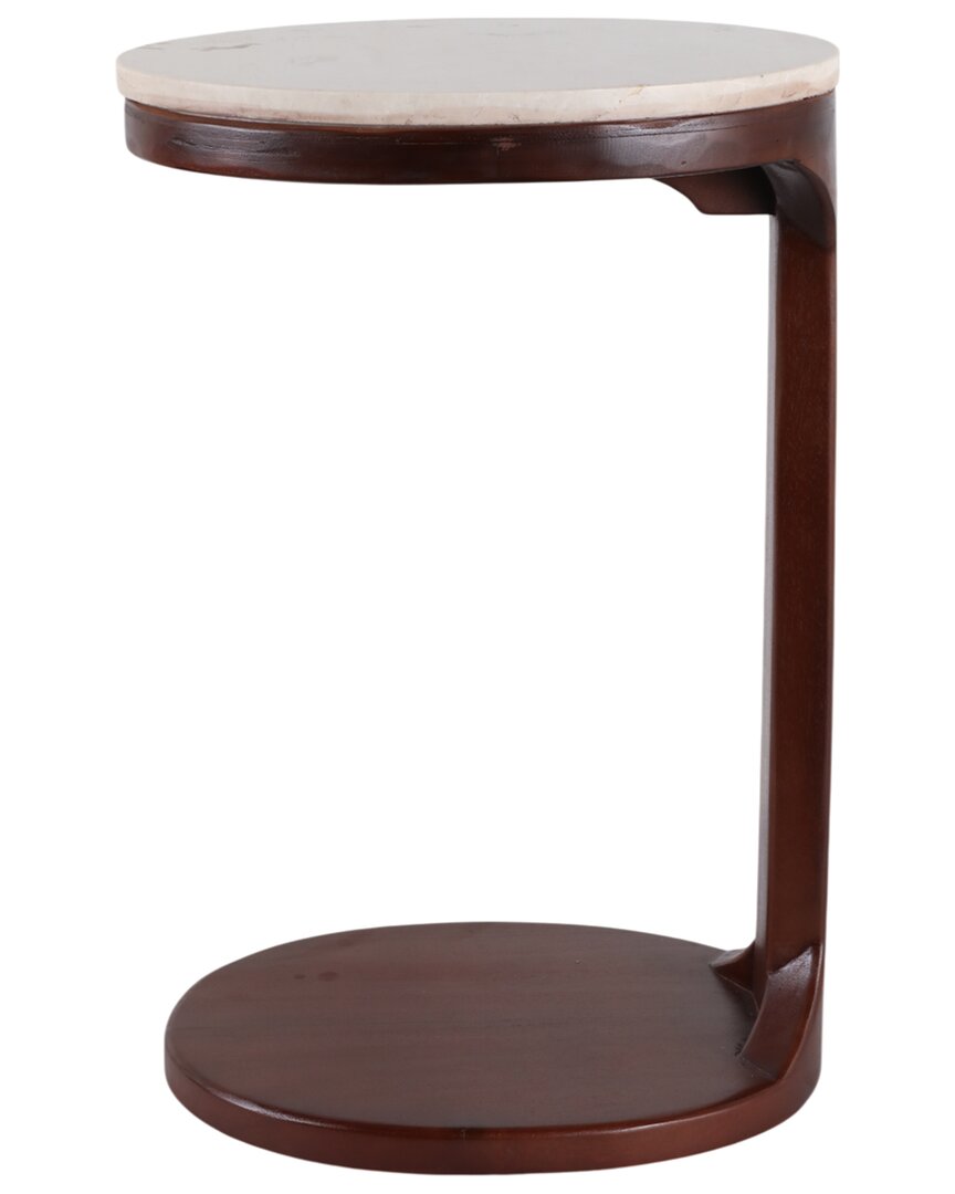 Sagebrook Home 26x17 Marble Top Teak Wood C-table