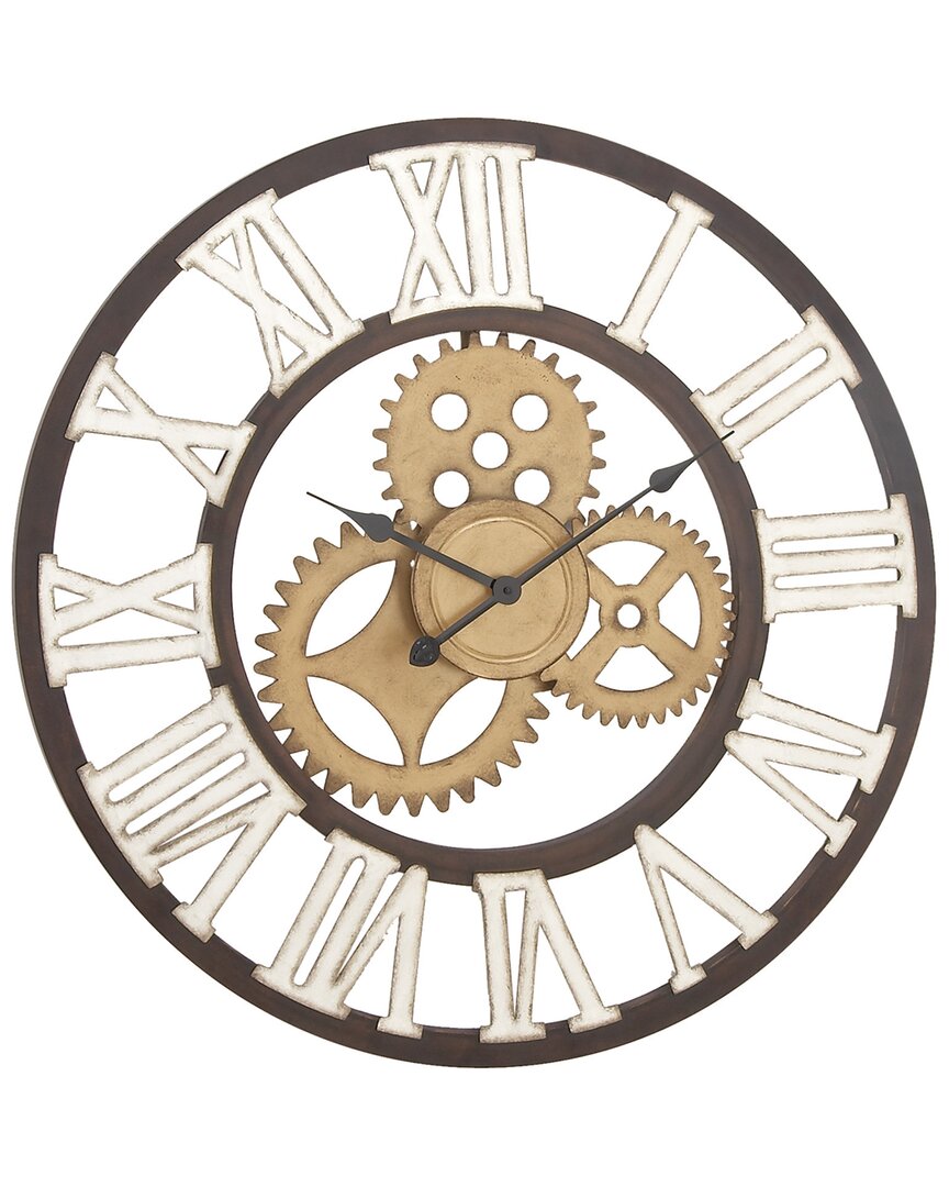 Peyton Lane Industrial Round Brown Metal Wall Clock