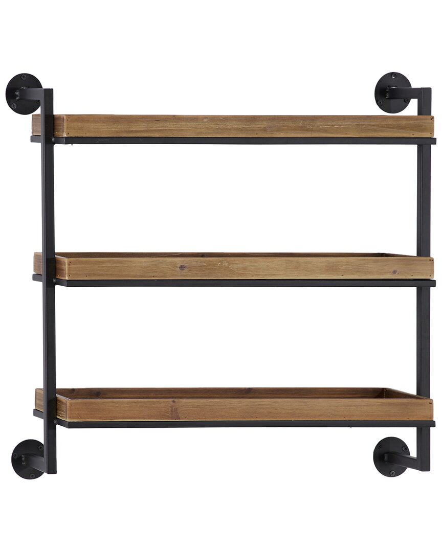 Peyton Lane Industrial Rectangle Brown Metal Wall Shelf