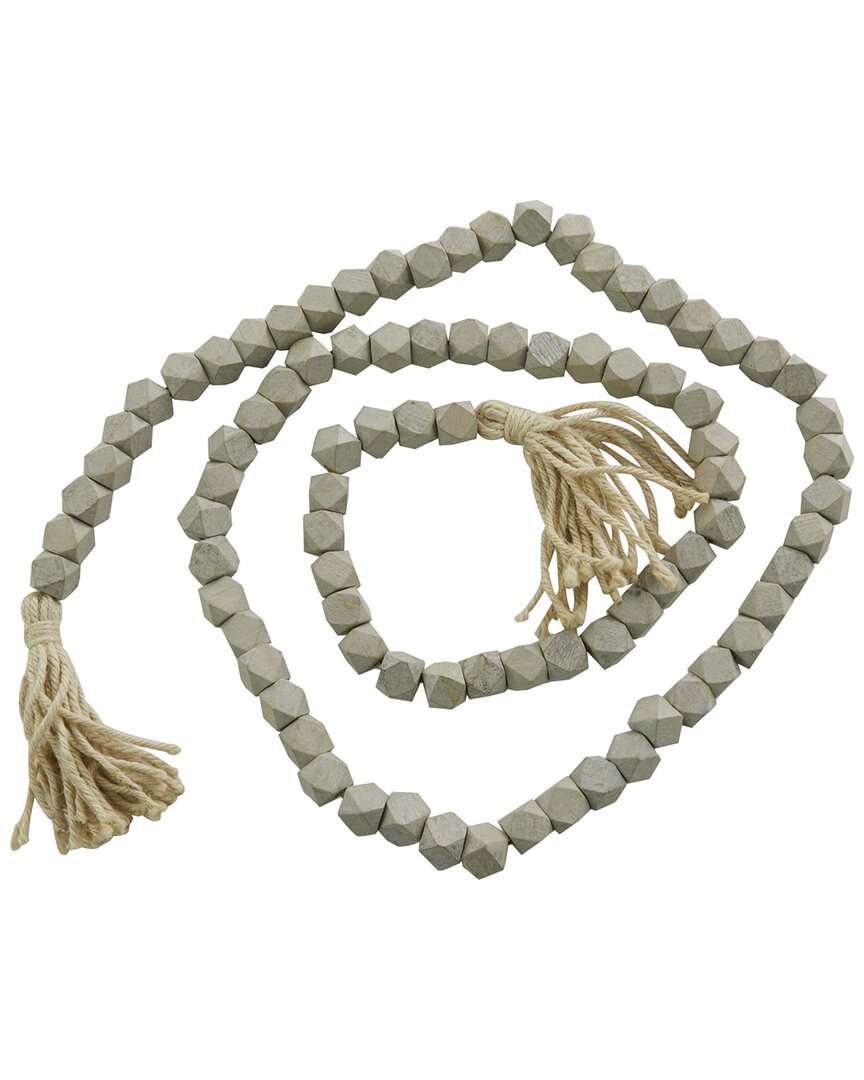 Peyton Lane Bohemian Bead Gray Wood Garland With Tassel