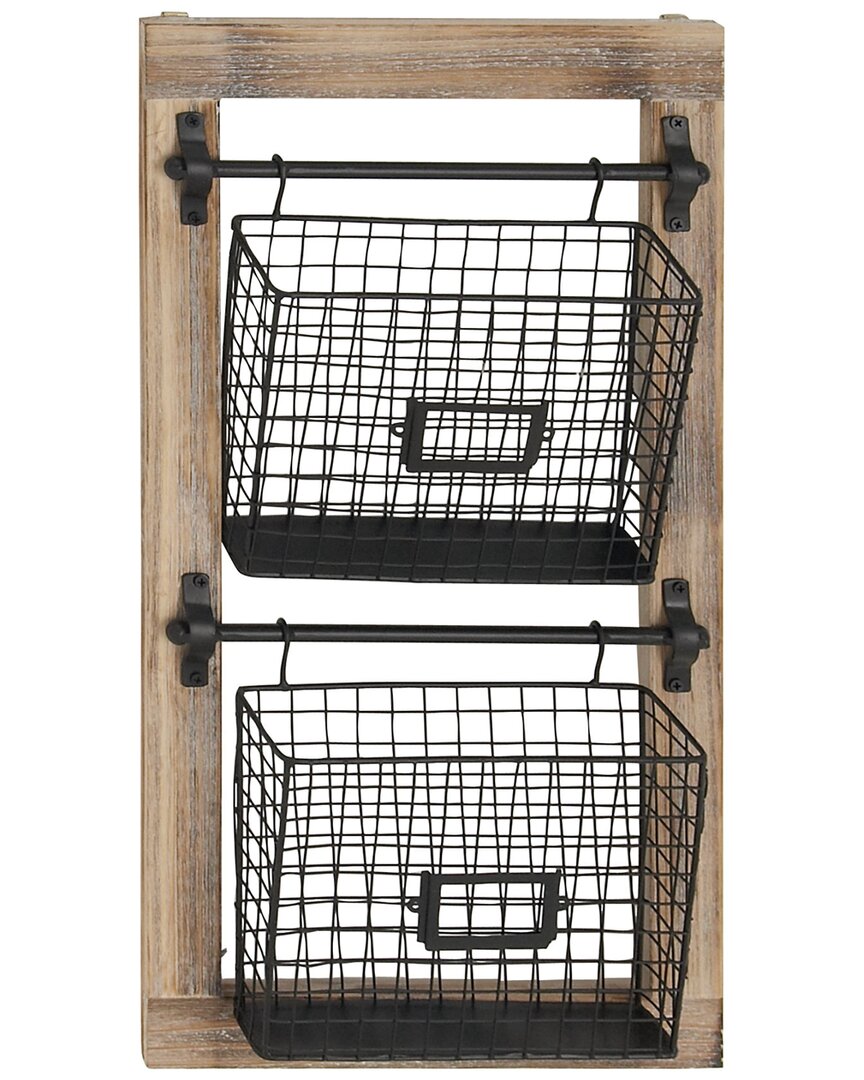 Peyton Lane Farmhouse Rectangle Black Wood Magazine Rack Holder