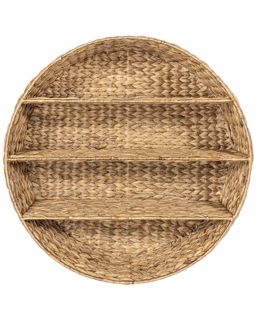 Happimess Annulus 24.5in 3-shelf Circular Handwoven Hyacinth Wall Rack