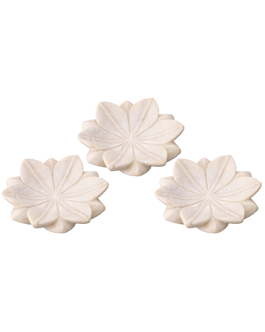 Jamie Young Set Of 3 Small Lotus Plates In White