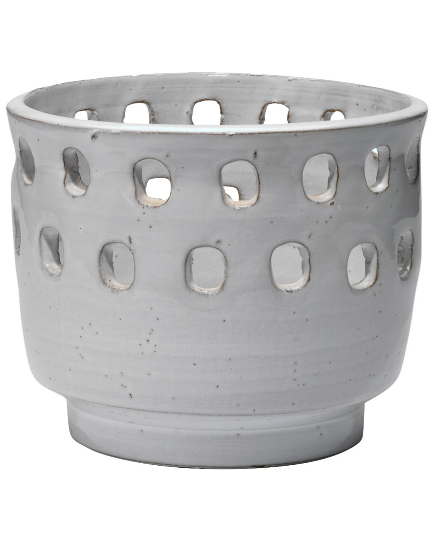 Jamie Young Large Perforated Pot In White