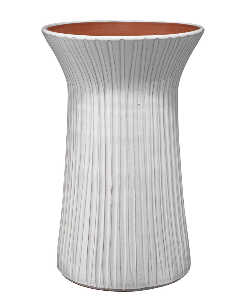 Jamie Young Tall Podium Vessel In Cream