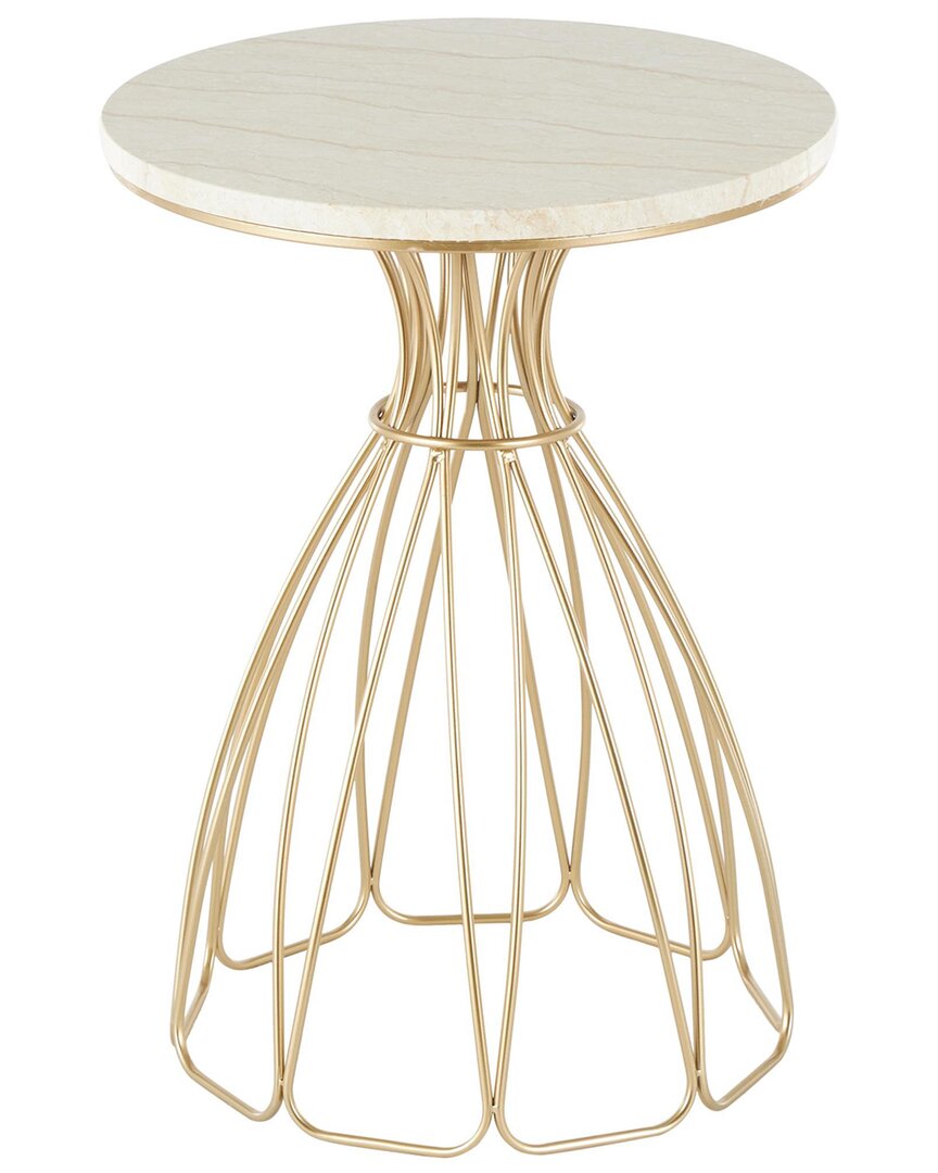 Peyton Lane Flower Inspired Accent Table With Marble Tabletop