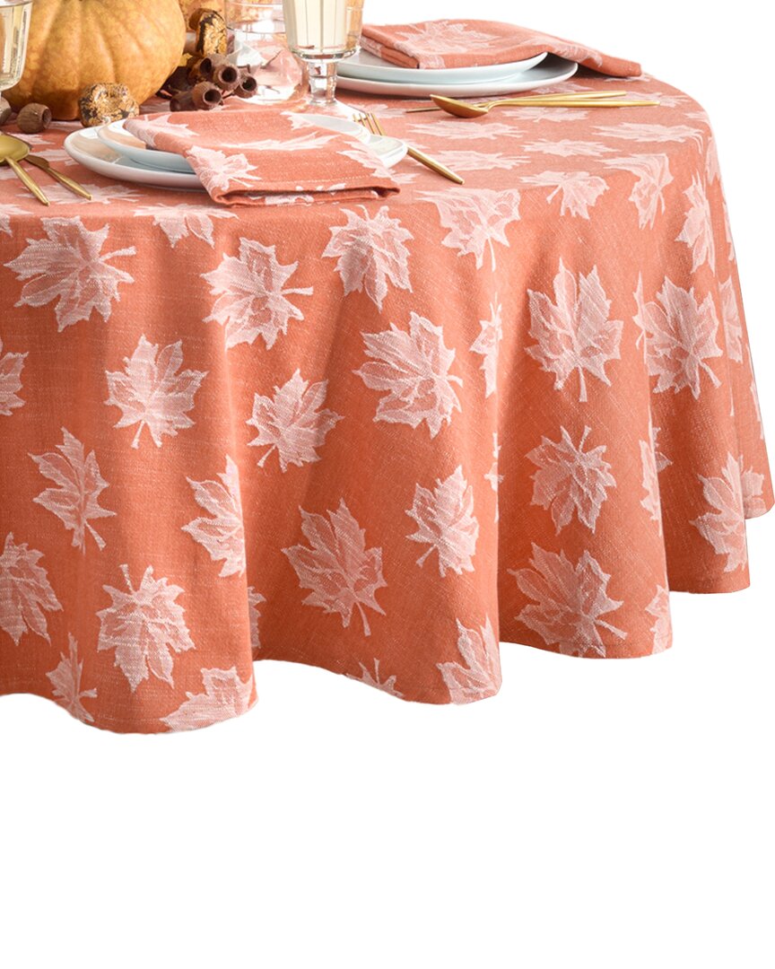 Elrene Home Fashions Falling Leaves Jacquard Round Tablecloth In Pink
