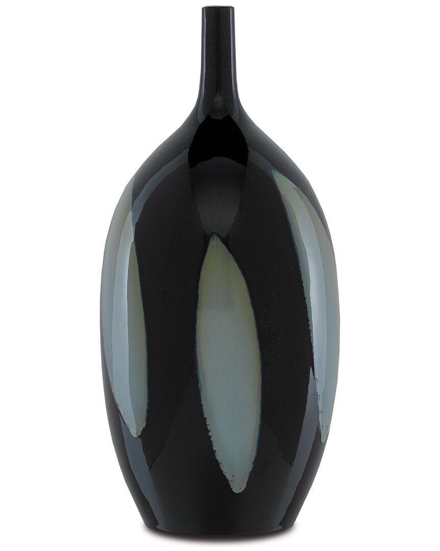 Currey & Company Let Us Twist The Glass Tall Vase In Black