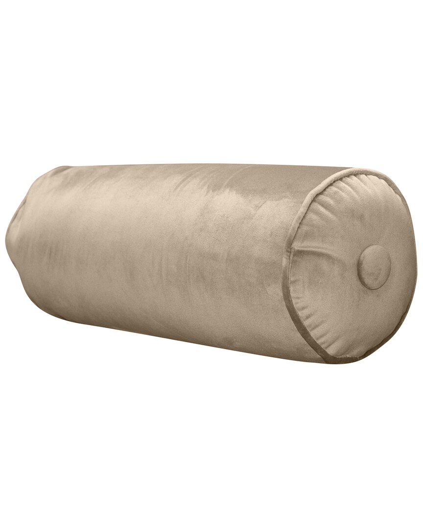 Edie Home Edie@home Edie@home Luxe Velvet Neckroll Decorative Throw Pillow In Taupe