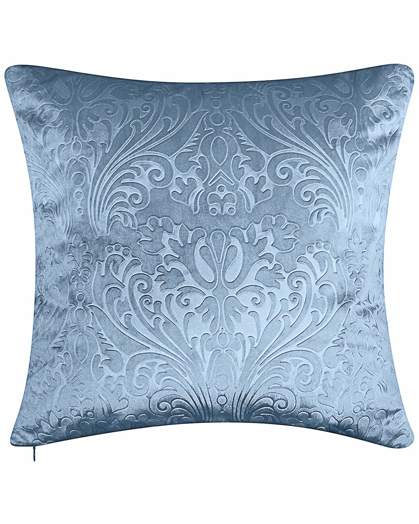 Edie Home Edie@home Edie@home Embossed Panne Velvet Decorative Pillow In Blue