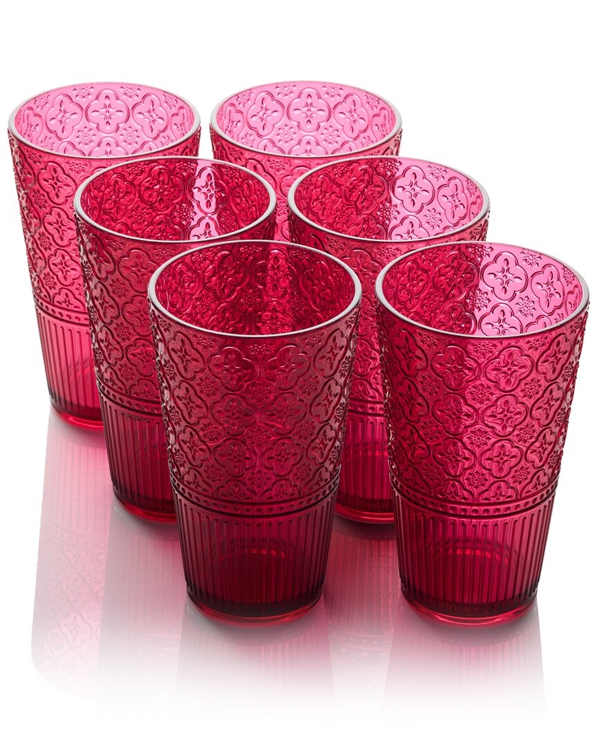 Certified International Set Of 6 Victoria 22oz Acrylic Ice Tea Glasses